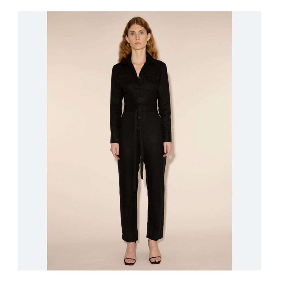 Usisi Sister Black Linen Jumpsuit Sz M Edna Style